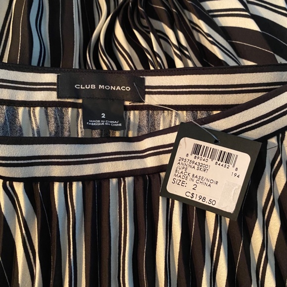 NWT Club Monaco Pleated Annina Skirt Black White Sz 2 - Picture 5 of 5